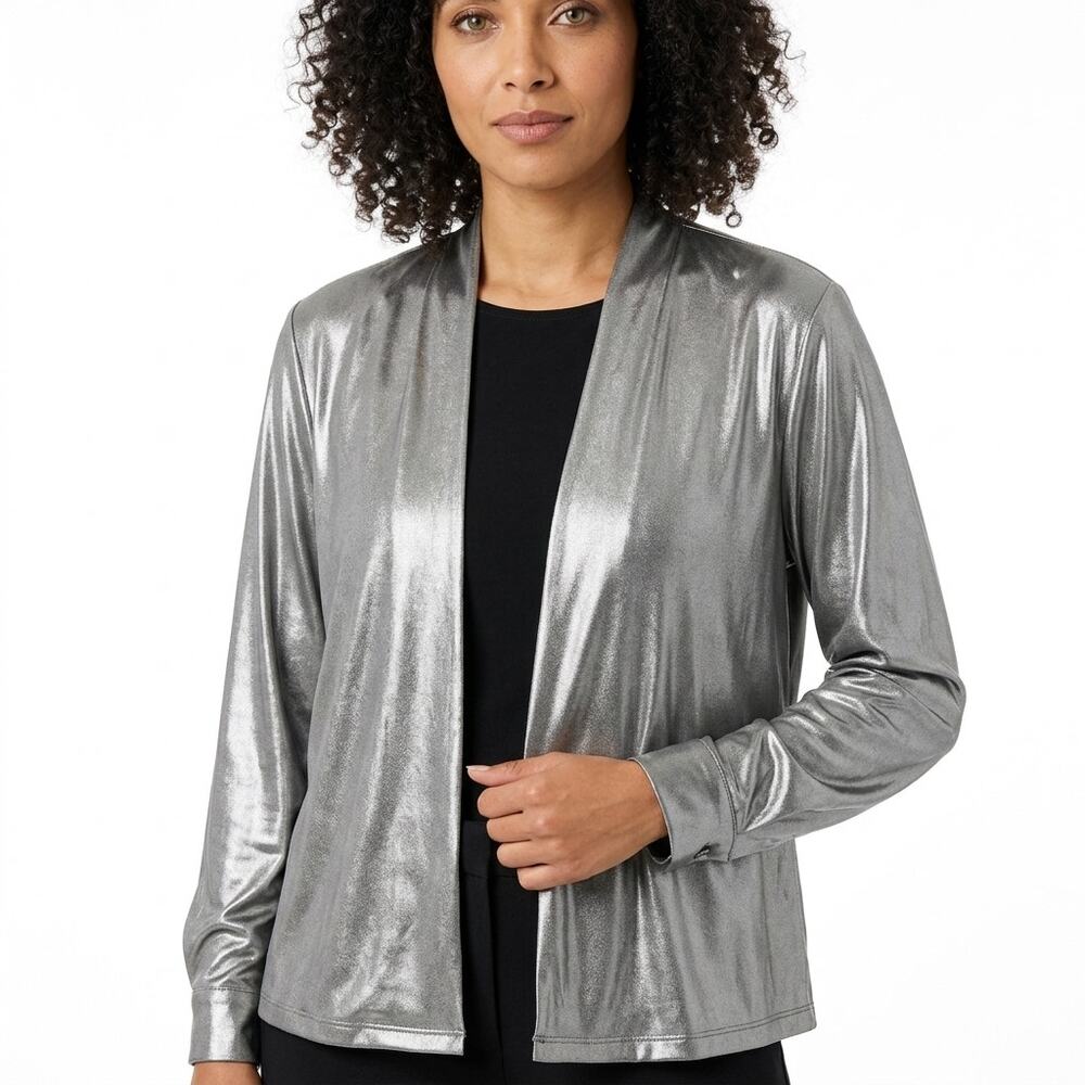 Clio Polyester Blend Made in USA Silver Lightweight Jacket Women Size M